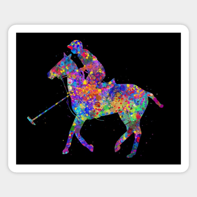 Polo rider watercolor Magnet by Yahya Art